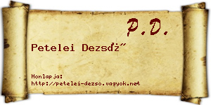 Petelei Dezső névjegykártya